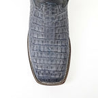 Ranger Caiman Horn Back Boots - Denim Blue - Square Toe