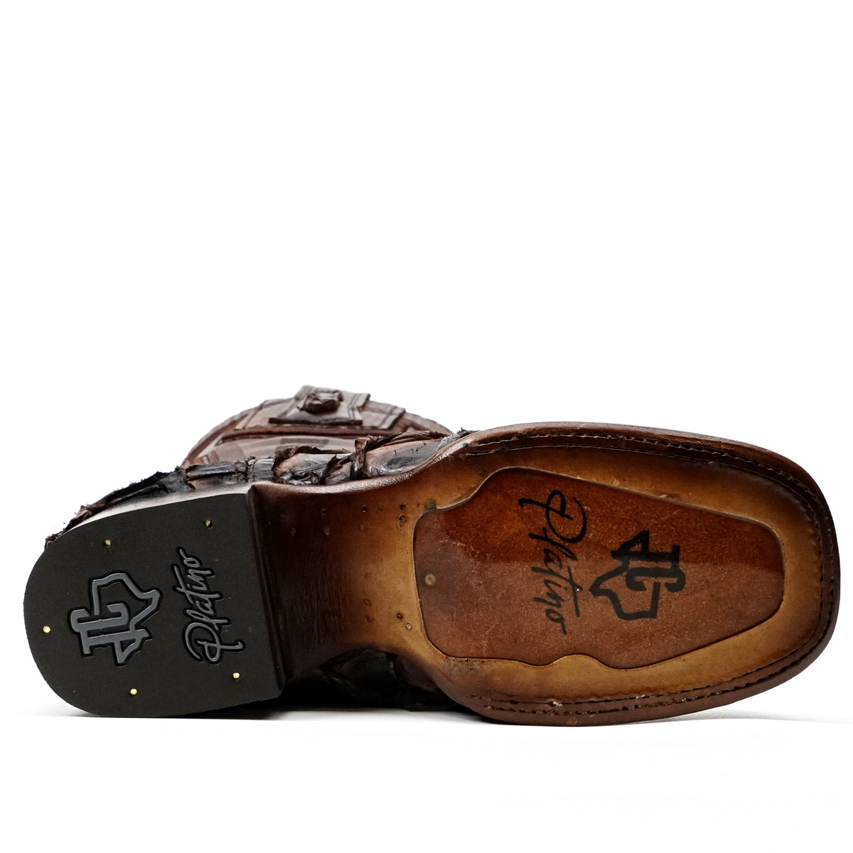 Connor Platinum Pirarucu Fish Boots - Tobacco - Square Toe