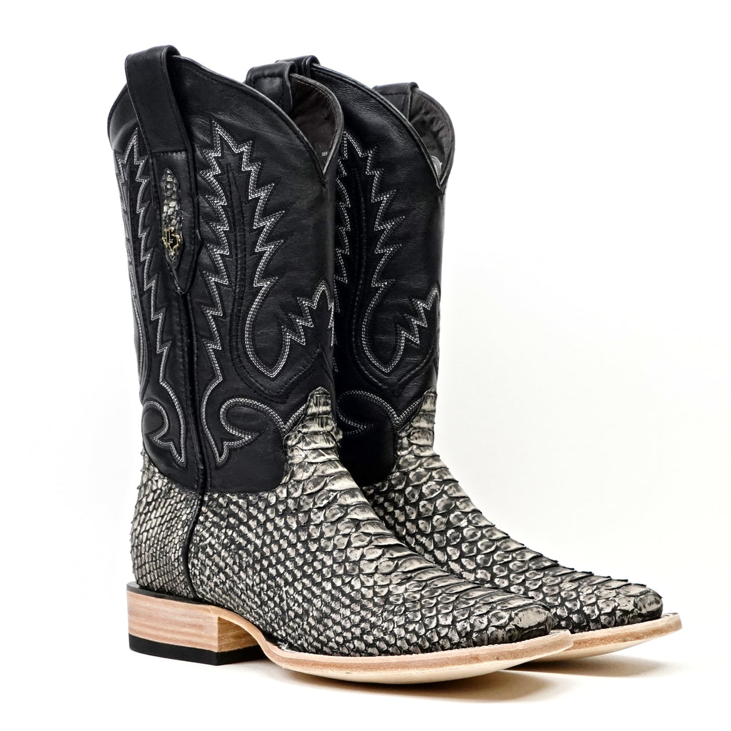 Tanner Python Boots - Gravel Gray - Square Toe (PN30)