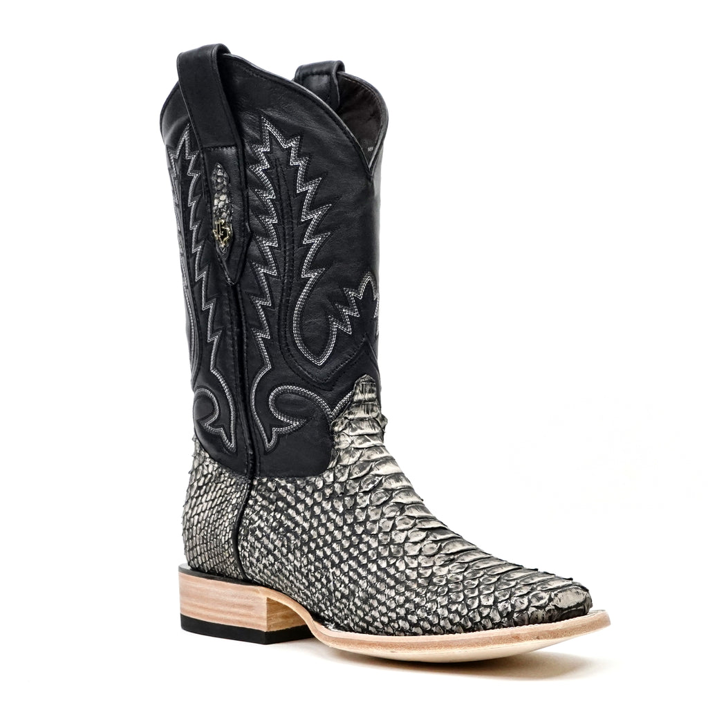 Tanner Python Boots - Gravel Gray - Square Toe (PN30)