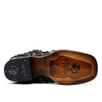 Connor Platinum Pirarucu Fish Boots - Sapphire Black - Square Toe