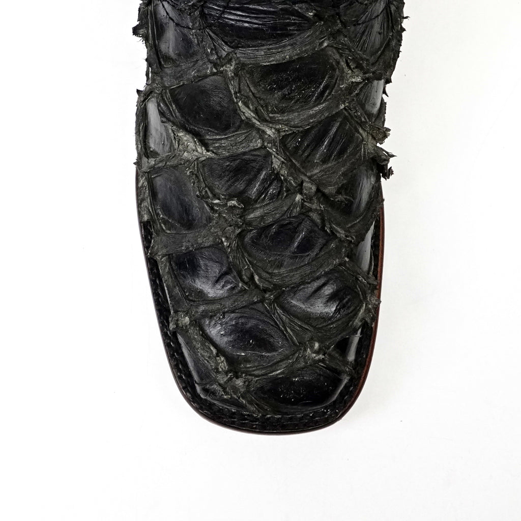 Connor Platinum Pirarucu Fish Boots - Sapphire Black - Square Toe