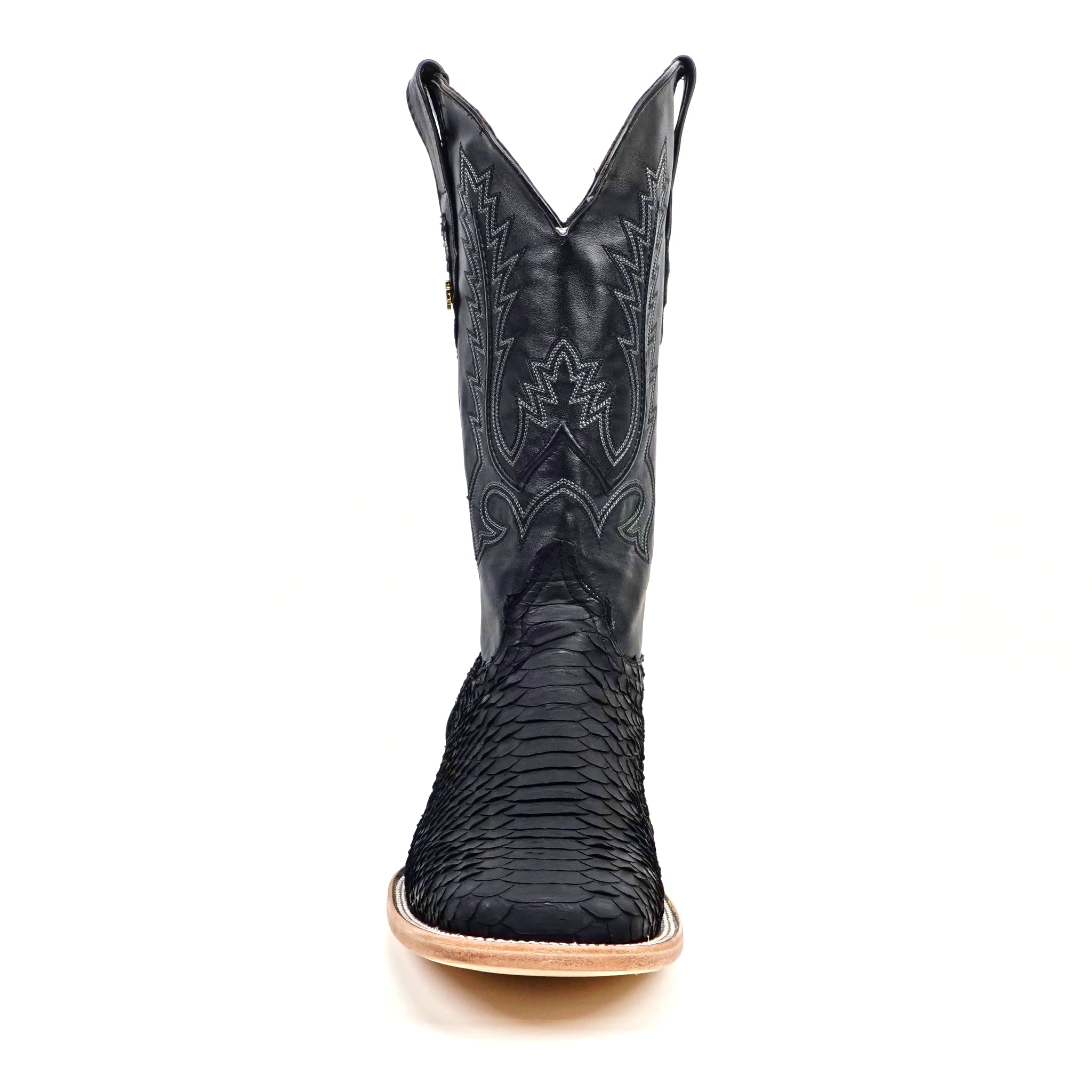 Tanner Python Boots - Matte Black - Square Toe (PN30)