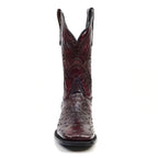 Ostrich Black Cherry Cowboy Boots - Embossed Leather - Square Toe (E424)