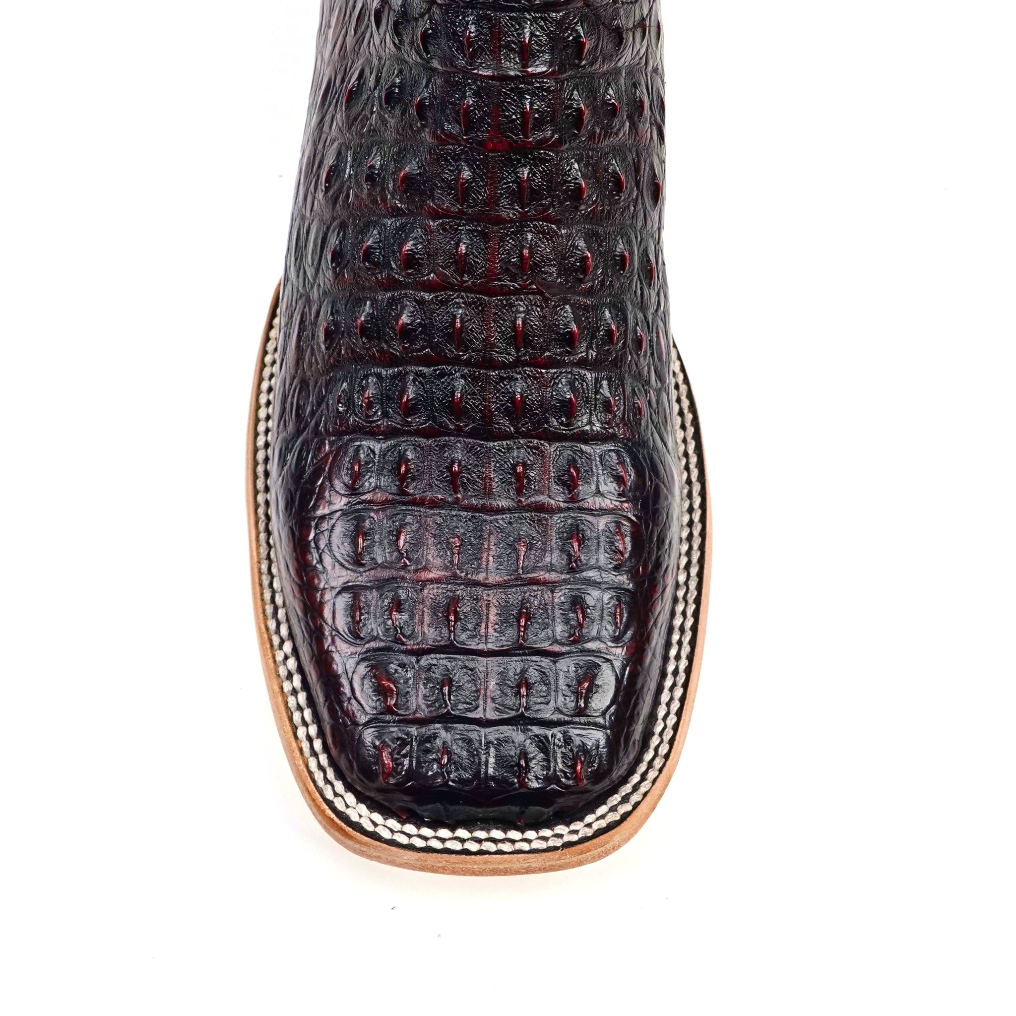 Rhodes Nile Crocodile Hornback Boots - Black Cherry - Square Toe (LM10)