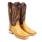 Austin Ostrich Boots - Fawn - Square Toe (AV20)