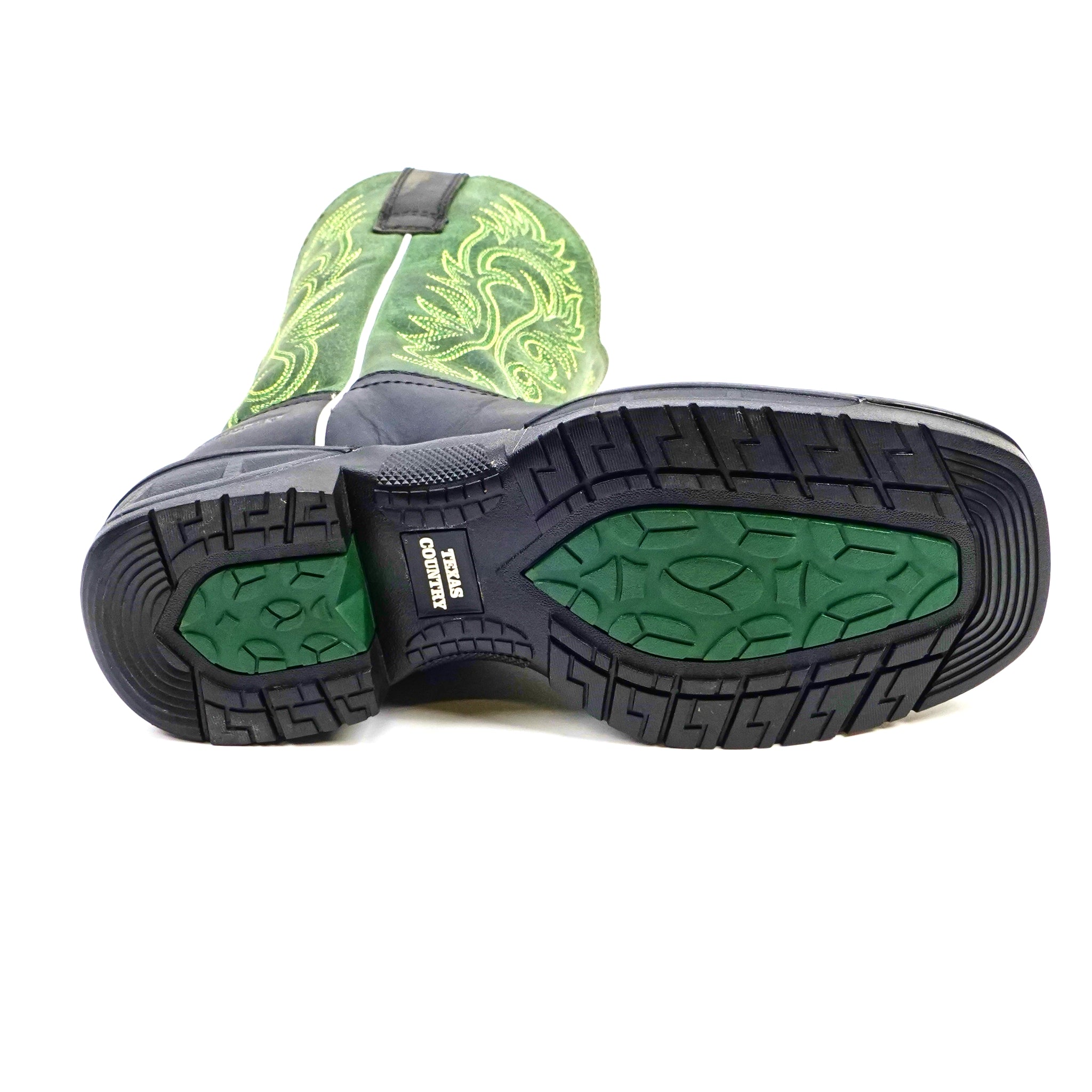 Texas Country - Green & Black Work Boots - Soft Toe (TC008)
