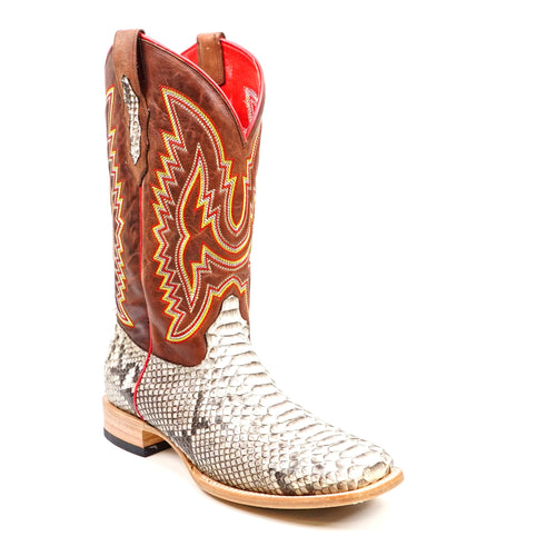 Braxton Python Boots - Natural - Square Toe