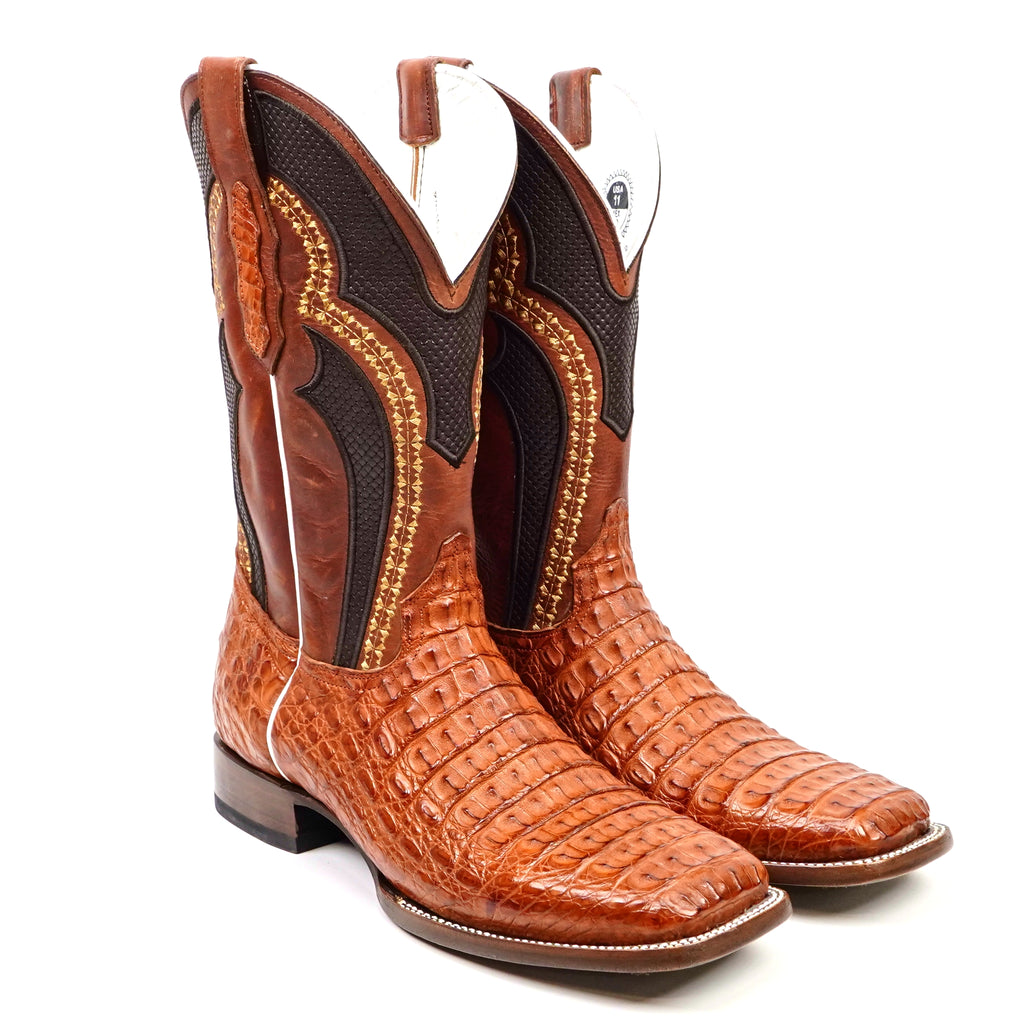 Botas Ranger Caimán Cuerno Dorso - Brandy - Punta Cuadrada