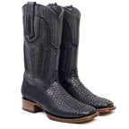 Tanner Platinum Python Boots - Matte Black - Square Toe