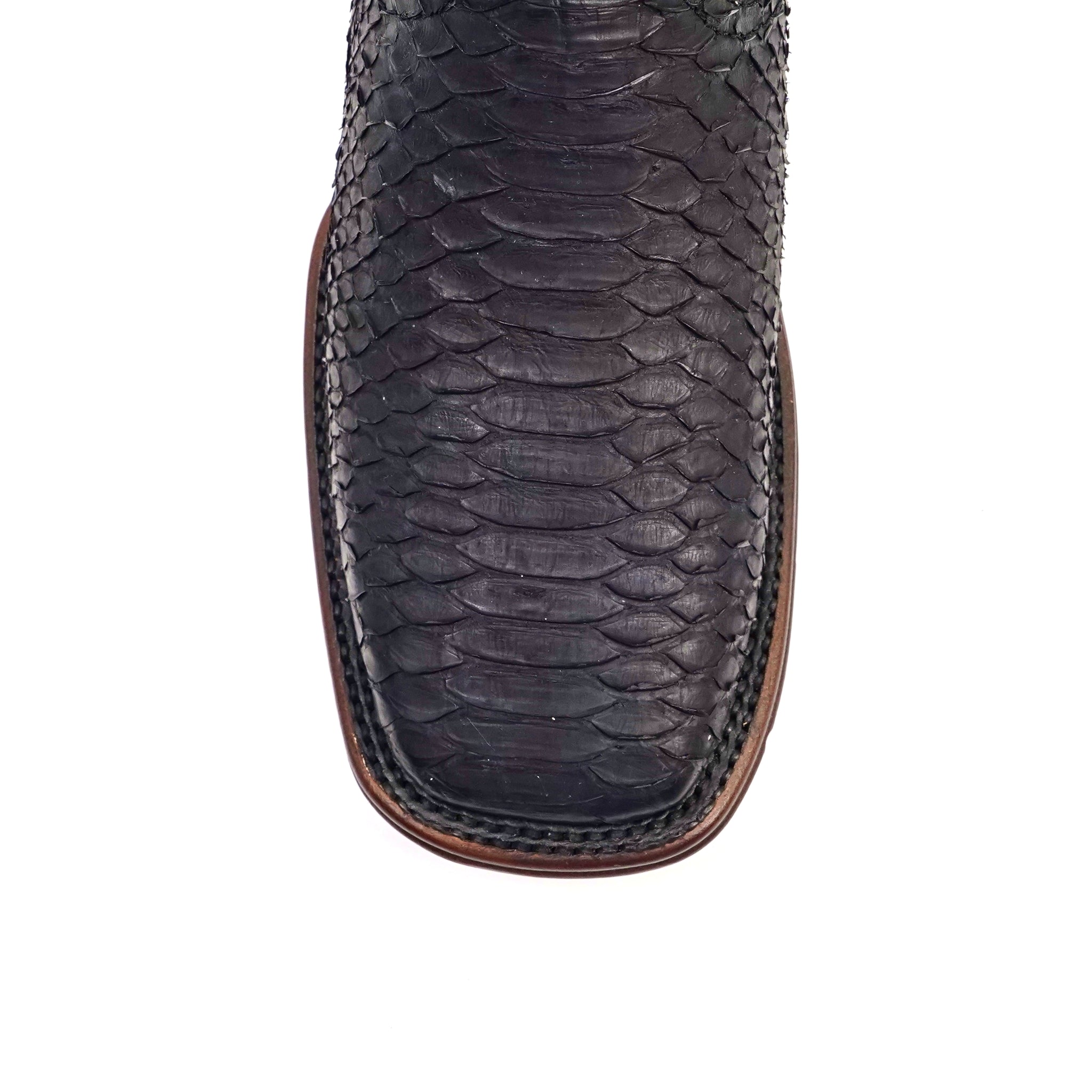 Tanner Platinum Python Boots - Matte Black - Square Toe