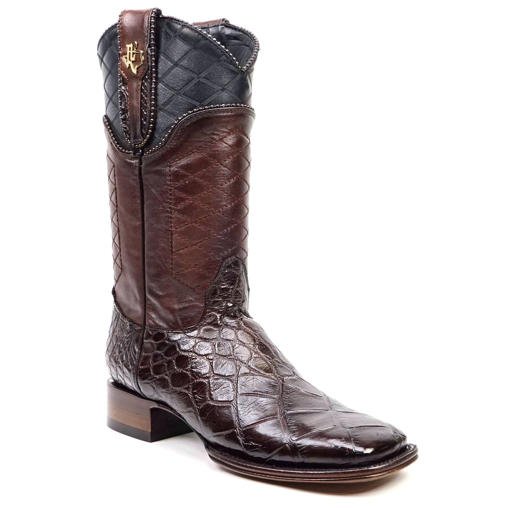 James Alligator Belly Boots - Brown - Square Toe