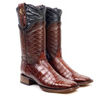 James Platinum Alligator Belly Boots - Brandy - Square Toe