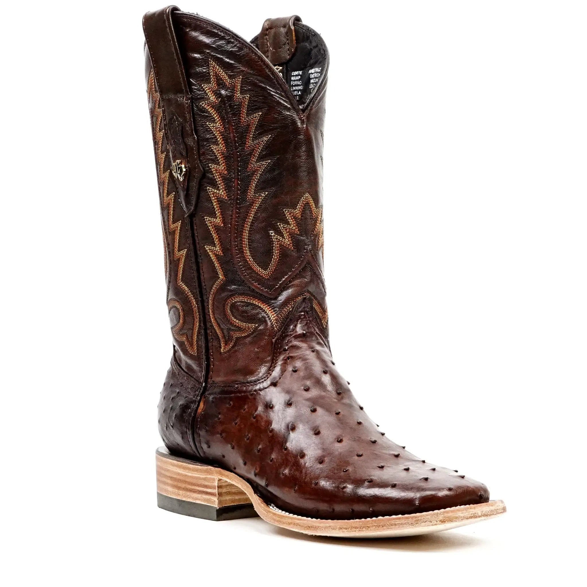 Austin Ostrich Boots - Brass - Square Toe (AV20) - Gomez Western Wear Bota Original Texas Country Gomez Western Wear