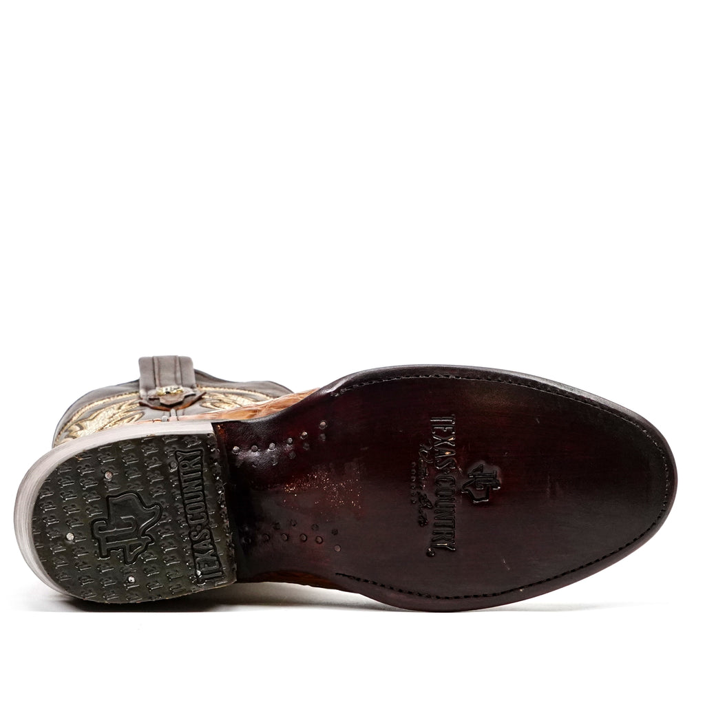 Rhodes Caiman Hornback Boots - Honey - Roper Toe