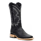 Python Black Cowboy Boots - Embossed Leather - Square Toe (E425)
