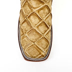 Pirarucu Fish Orix Boots - Embossed Leather - Square Toe (E962)