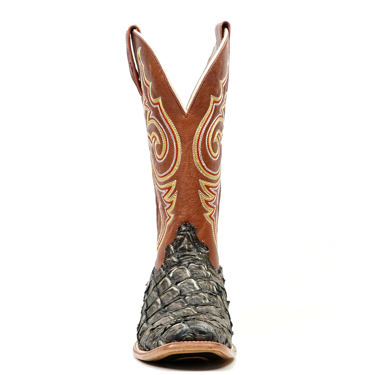 Butch Pirarucu Fish Boots - Camel Black - Narrow Square Toe