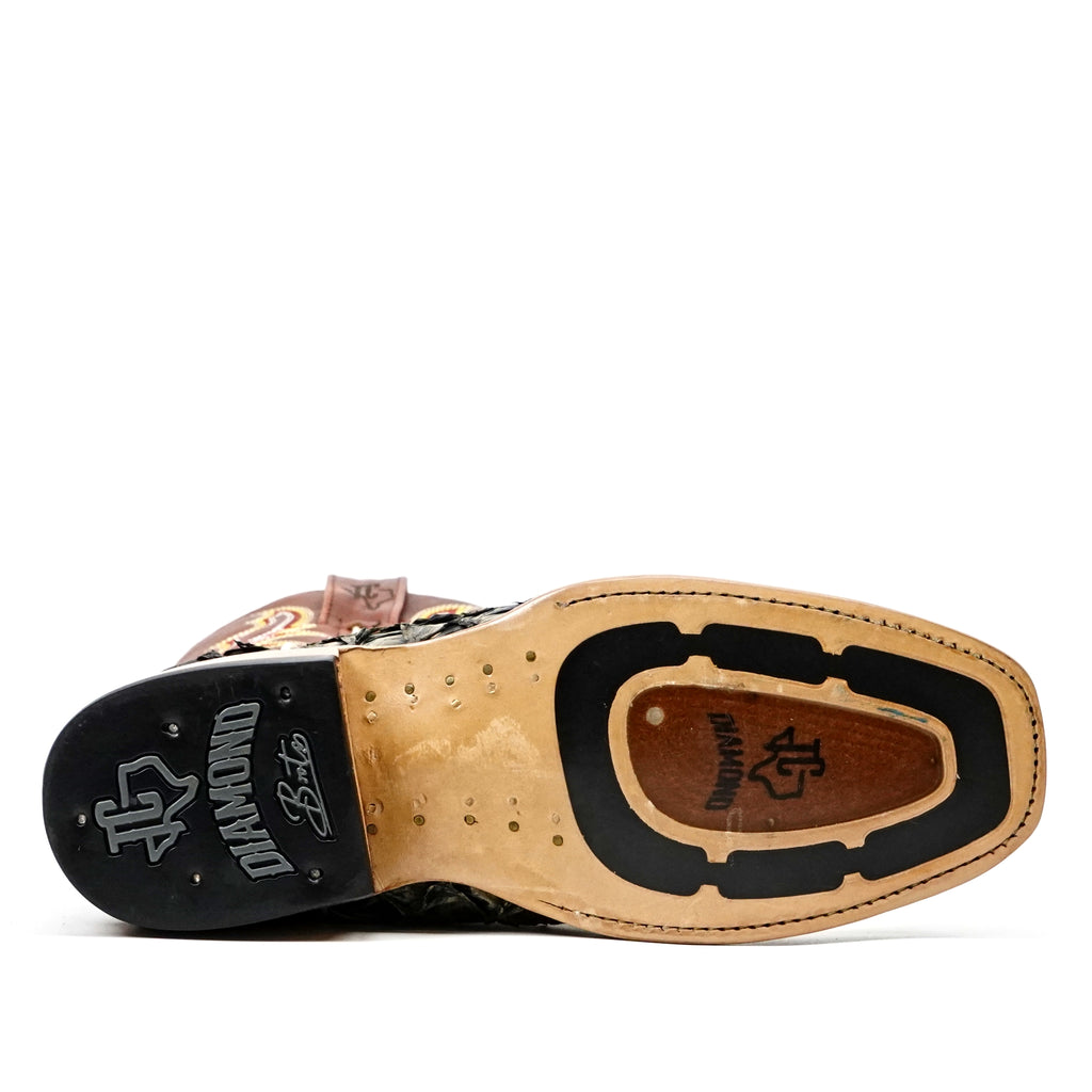 Butch Pirarucu Fish Boots - Camel Black - Narrow Square Toe