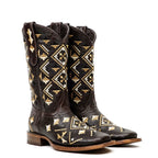 Maya - Botas vaqueras Budapest marrones - Caña corta - Punta cuadrada (E788)