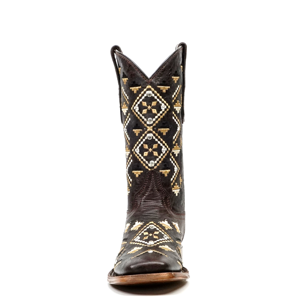 Maya - Botas vaqueras Budapest marrones - Caña corta - Punta cuadrada (E788)