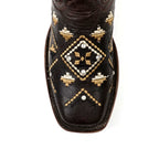 Maya - Botas vaqueras Budapest marrones - Caña corta - Punta cuadrada (E788)