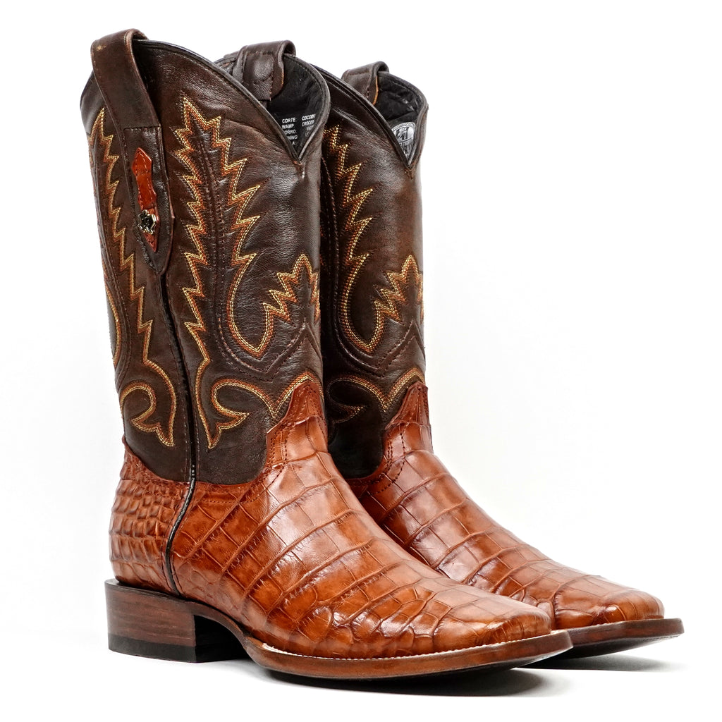 James Alligator Belly Boots - Cognac - Square Toe (LG10)