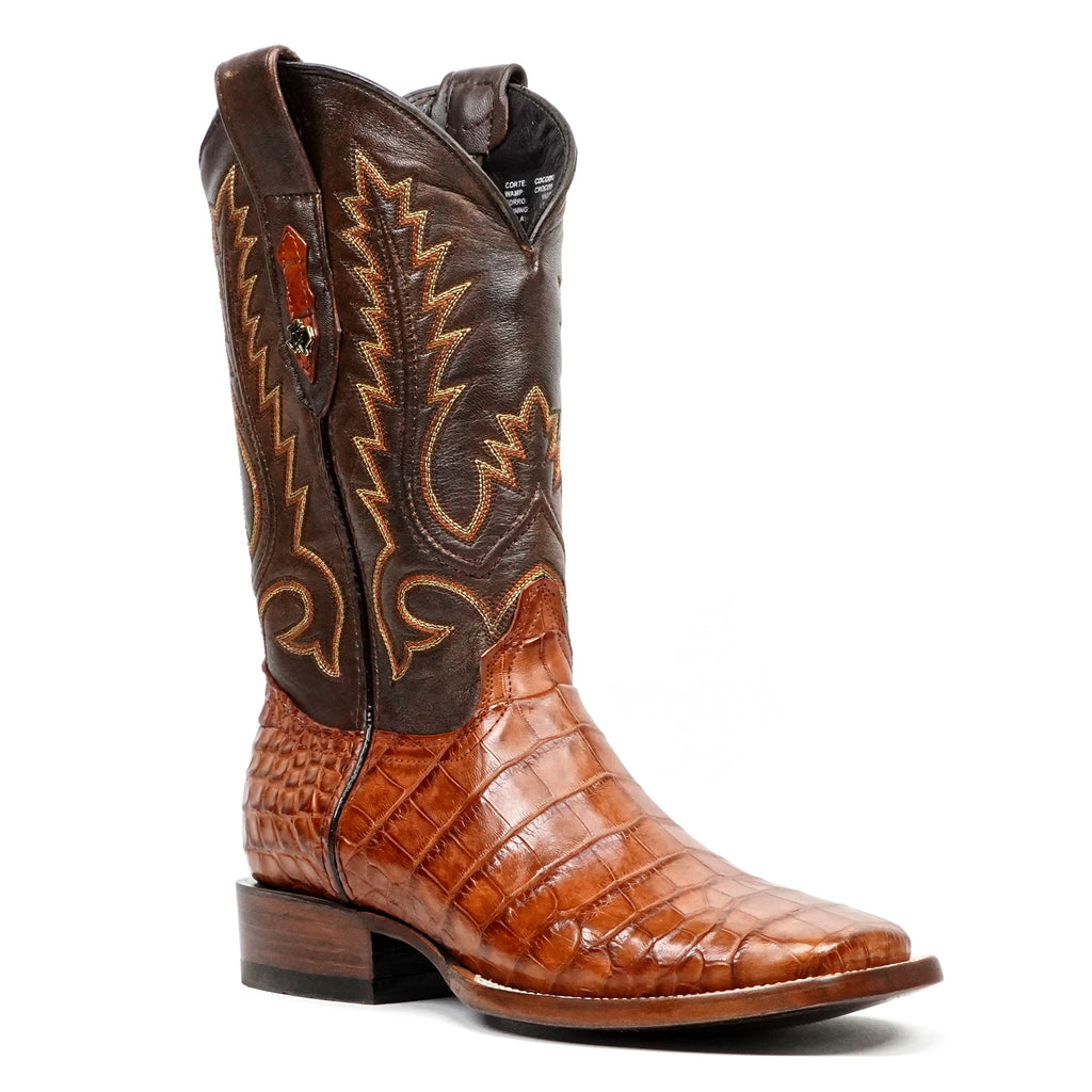 James Alligator Belly Boots - Cognac - Square Toe (LG10)