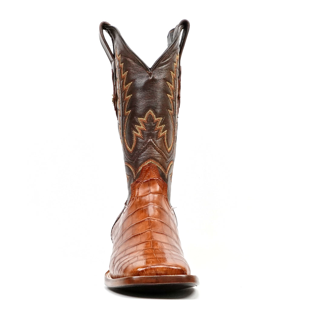 James Alligator Belly Boots - Cognac - Square Toe (LG10)