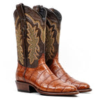 James Alligator Belly Boots - Cognac - Roper Toe