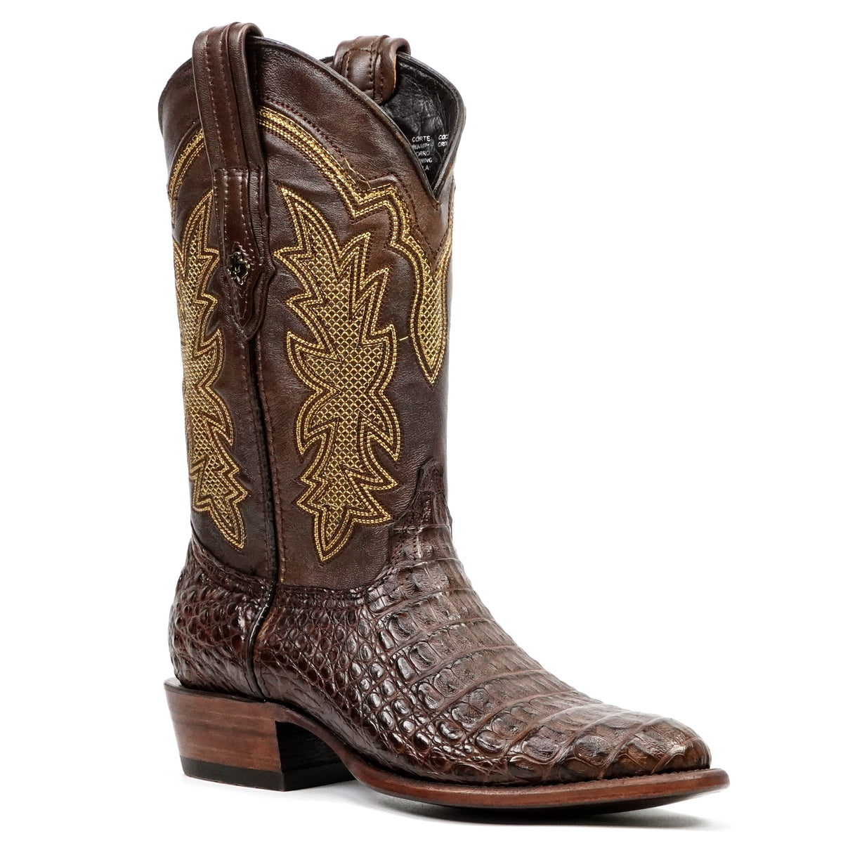 Rhodes Caiman Hornback Boots - Brown - Roper Toe