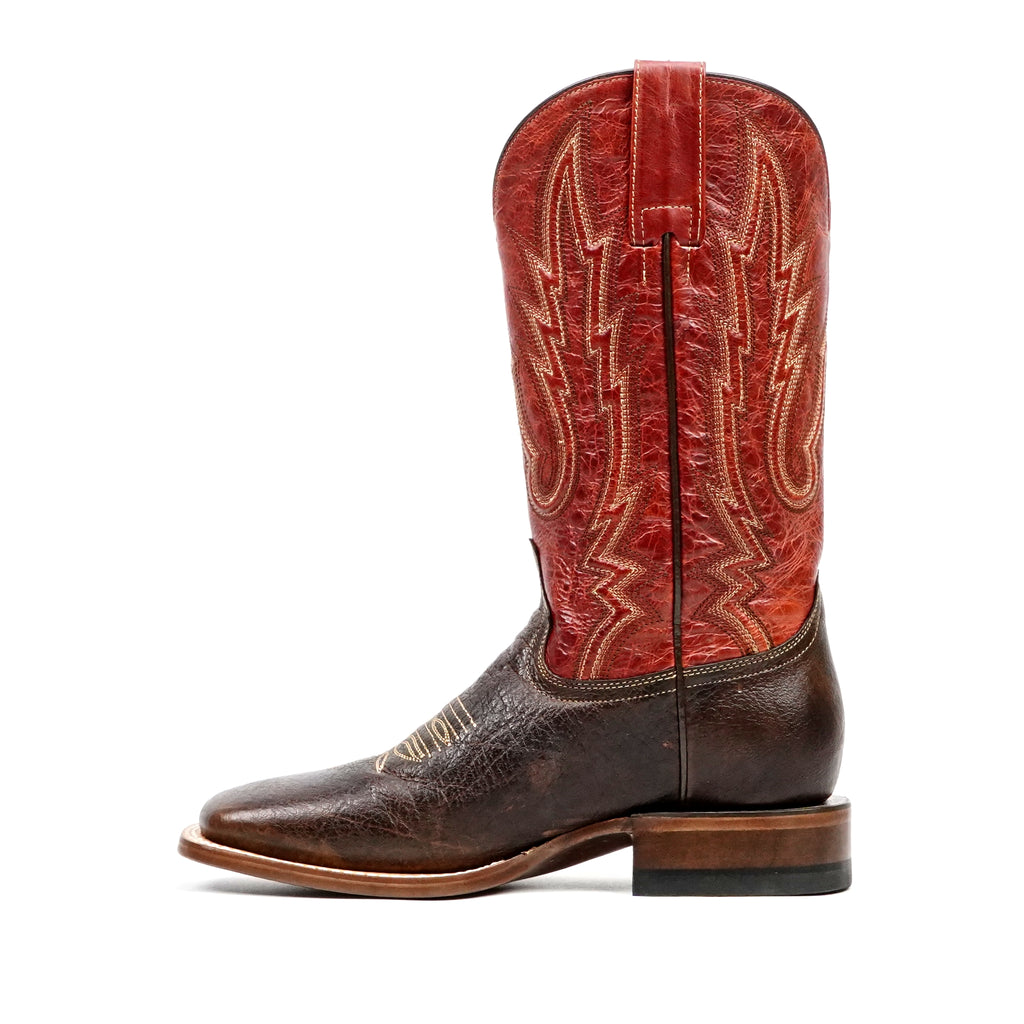 Shrunken Calf Brown Cowboy Boots - Square Toe (TS083)