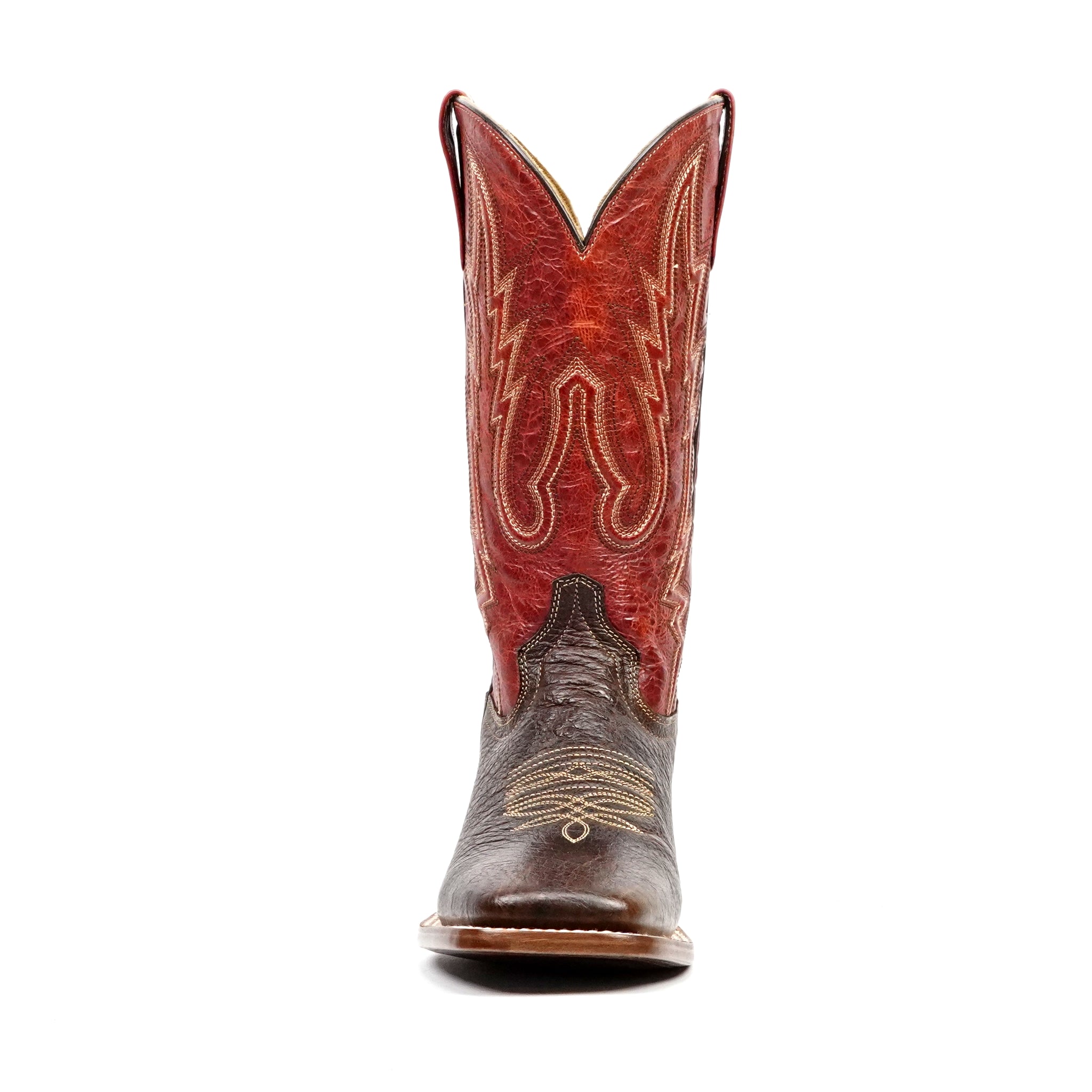 Botas Vaqueras de Becerro Encogido Marrones - Punta Cuadrada (E083)