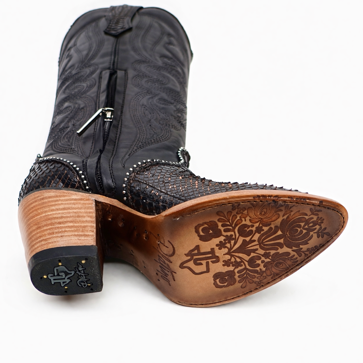 Linda Python Black - Tall Shaft - J Toe