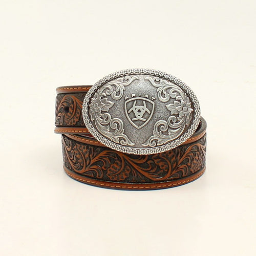 Ariat Western Boys Belt Youth Leather Floral Embossed Tan - A1300208