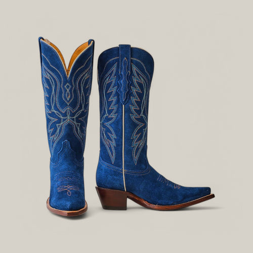 Miranda Suede Blue Jeans Leather Sole - Mid Shaft - Snip Toe