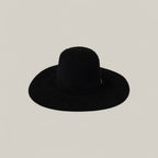 The 25X Grizzly - Black - TC Hat features a wide brim and rounded crown in luxury style, displayed against a plain light beige background.