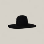 The 25X Grizzly - Black by TC Hats is a luxurious wide-brimmed black rabbit fur hat with a rounded open crown, displayed against a plain light grey background.