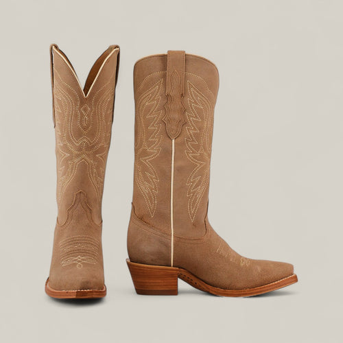 Miranda Suede Khaki Leather Sole - Mid Shaft - Snip Toe