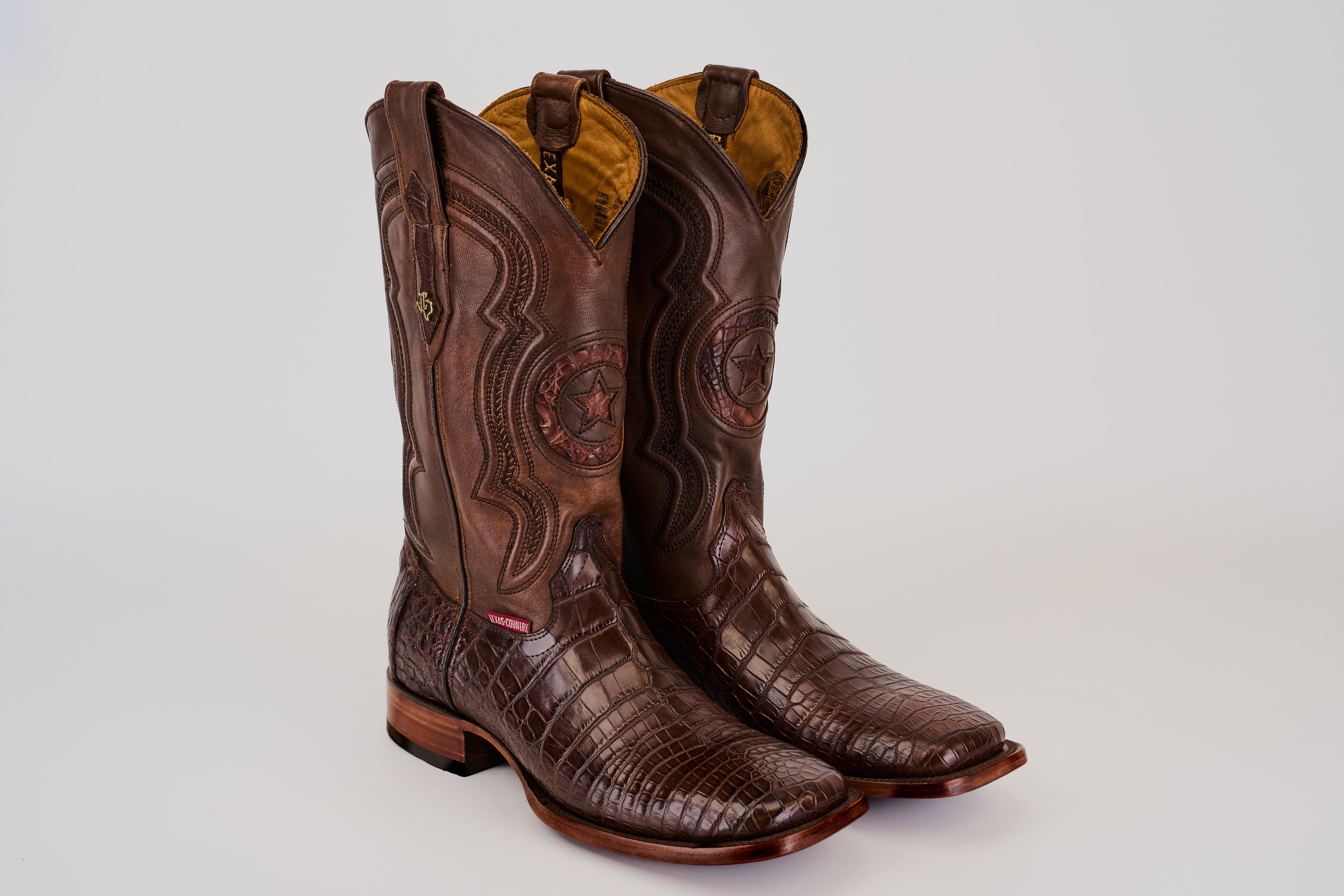 James Alligator Belly Boots - Brown - Square Toe (LG10)
