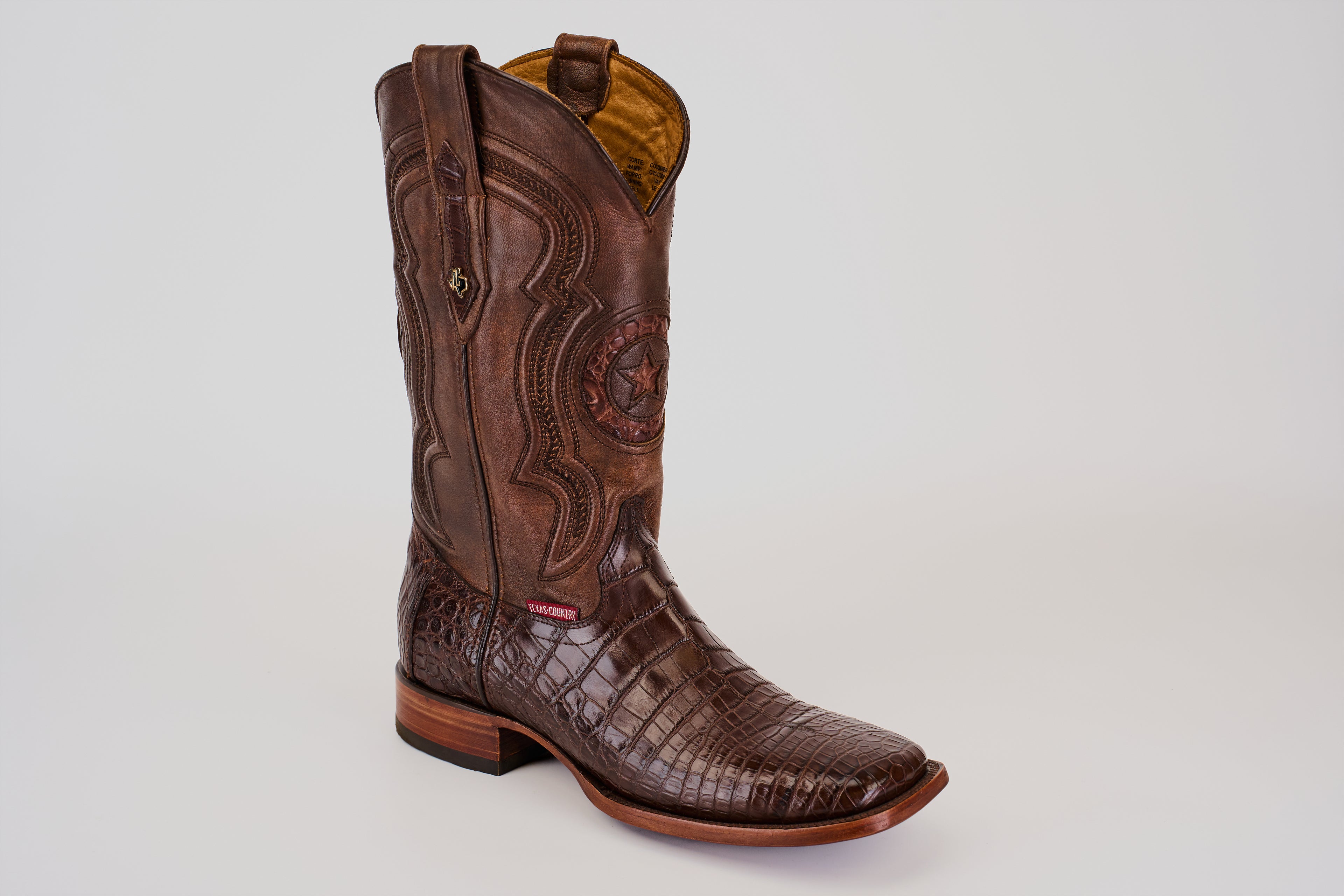 James Alligator Belly Boots - Brown - Square Toe (LG10)