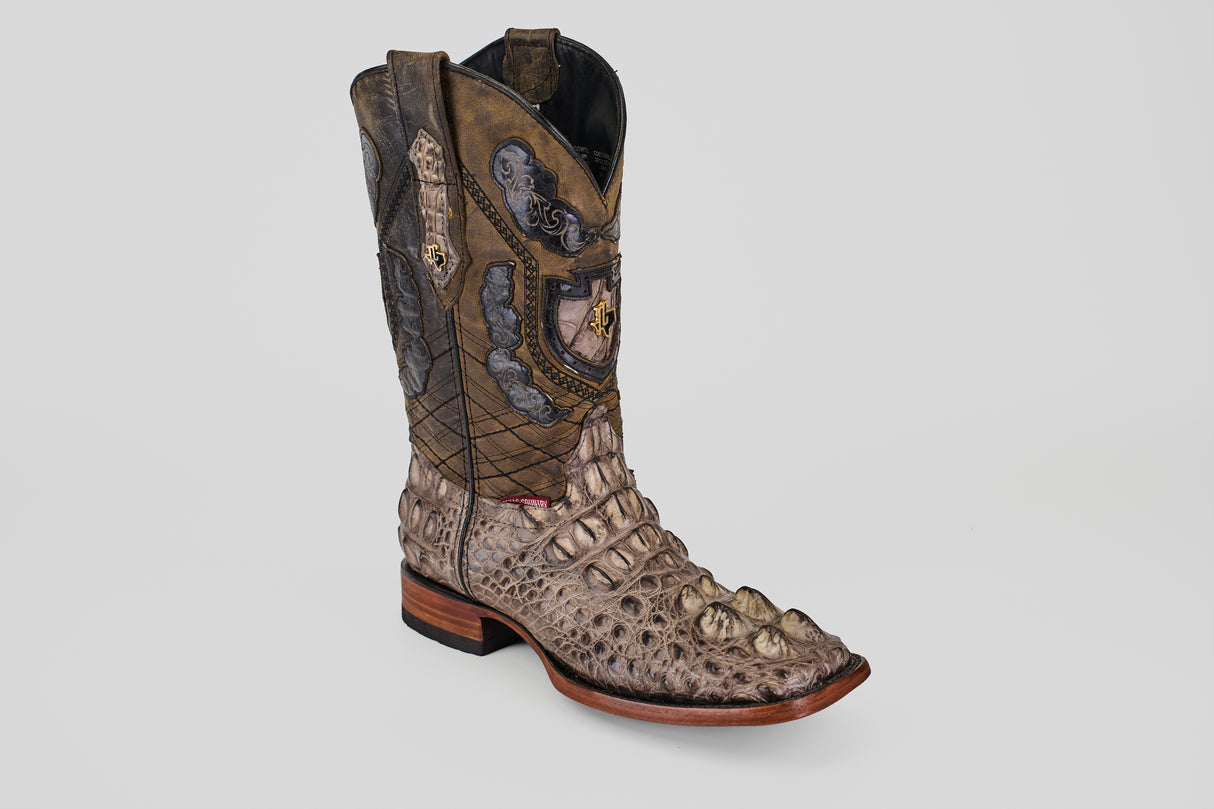 Exotic American Alligator Head - Gray - Square Toe Boots