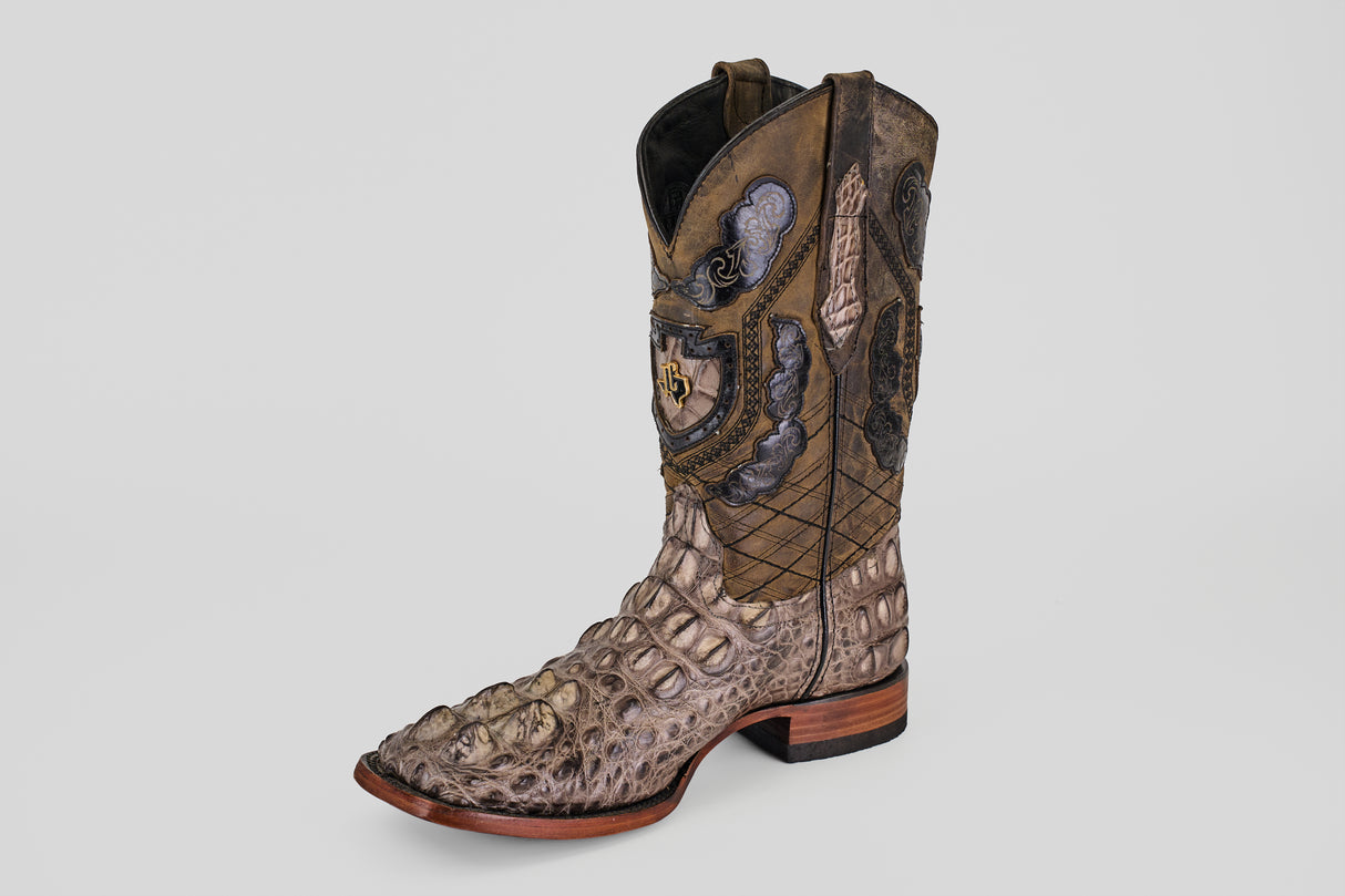 Exotic American Alligator Head - Gray - Square Toe Boots