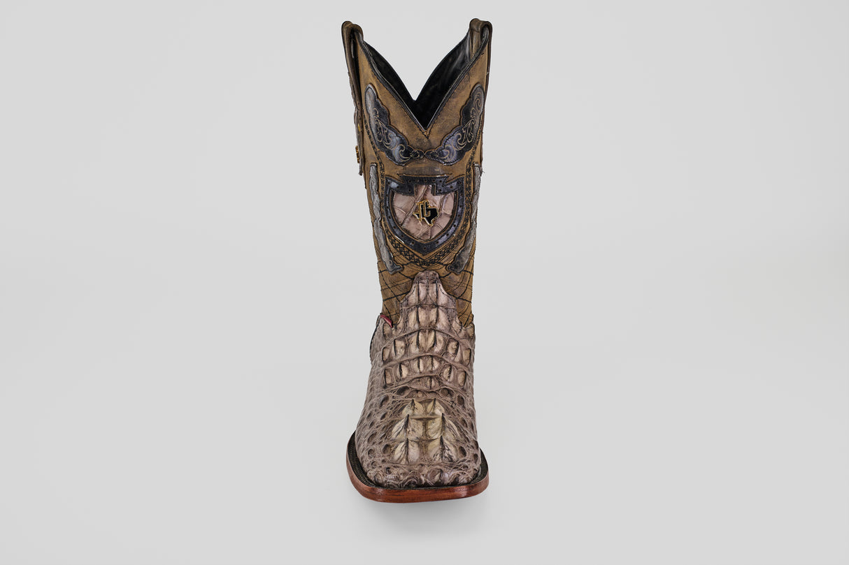 Exotic American Alligator Head - Gray - Square Toe Boots
