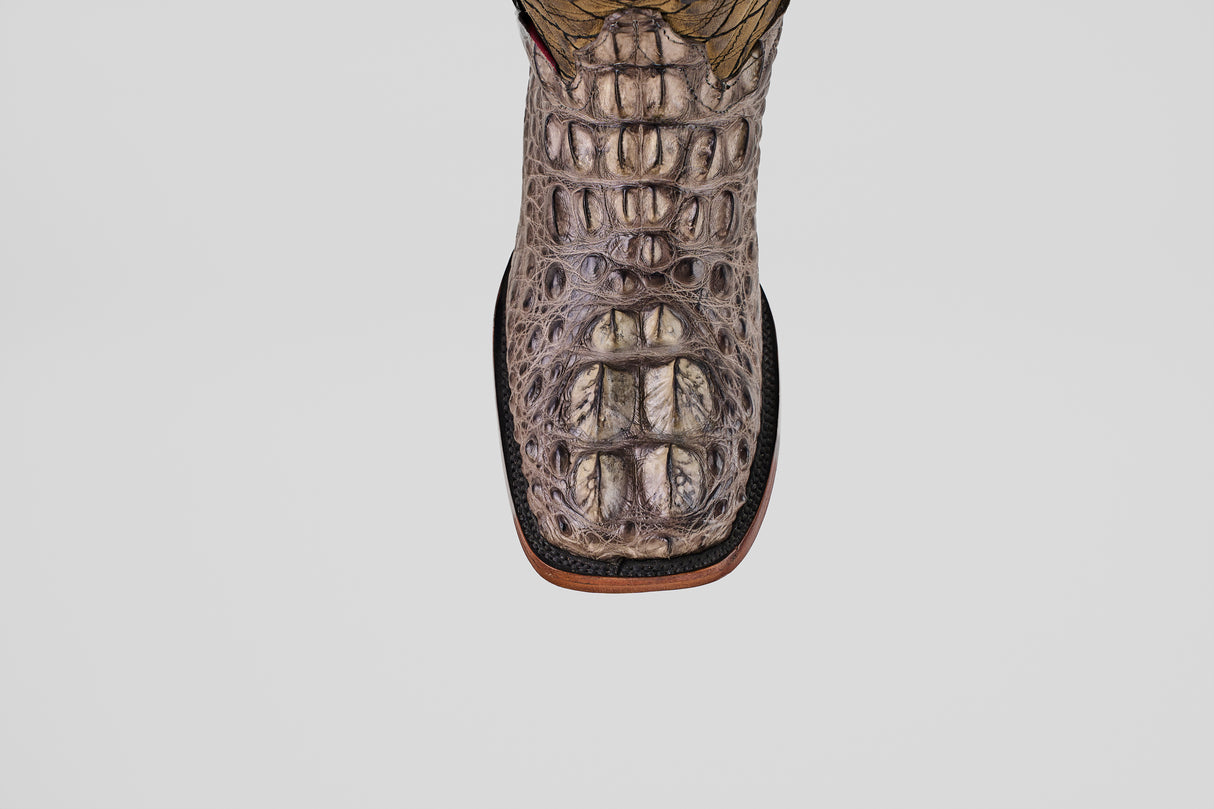 Exotic American Alligator Head - Gray - Square Toe Boots