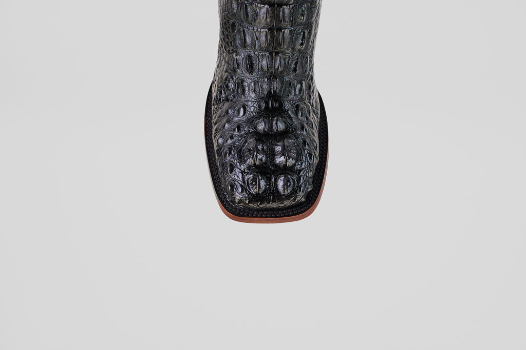 James Alligator Head Boots - Black - Square Toe (AP50)