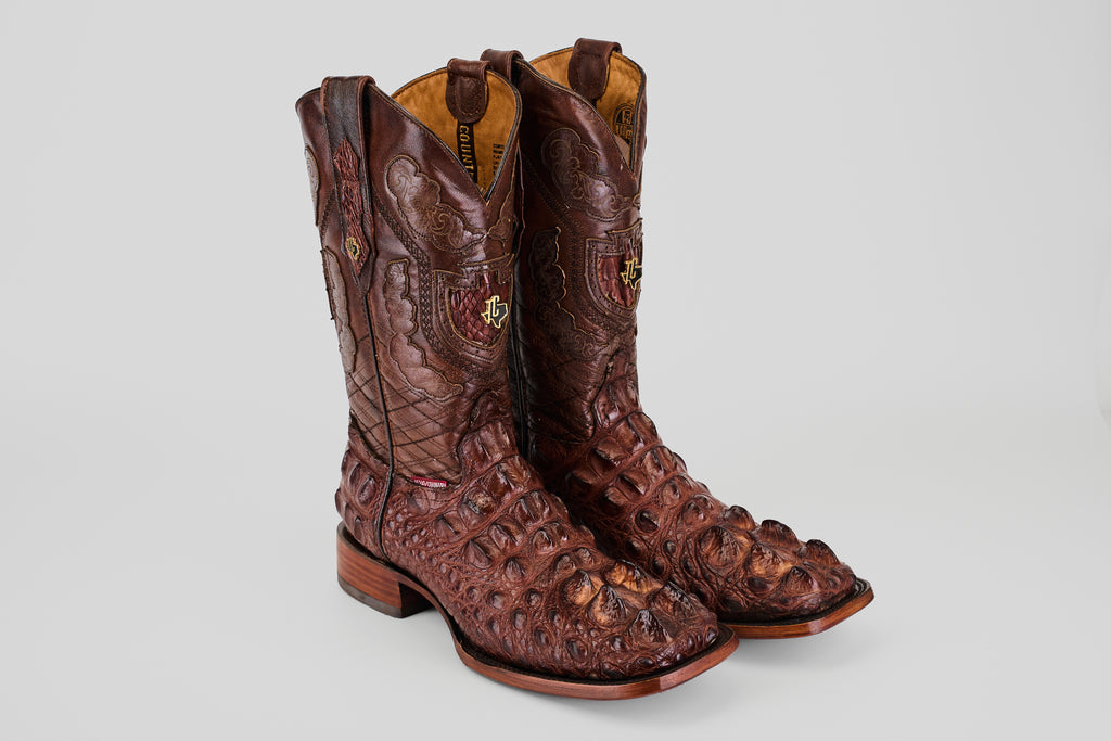 James Alligator Head Boots - Brown - Square Toe (AP50)