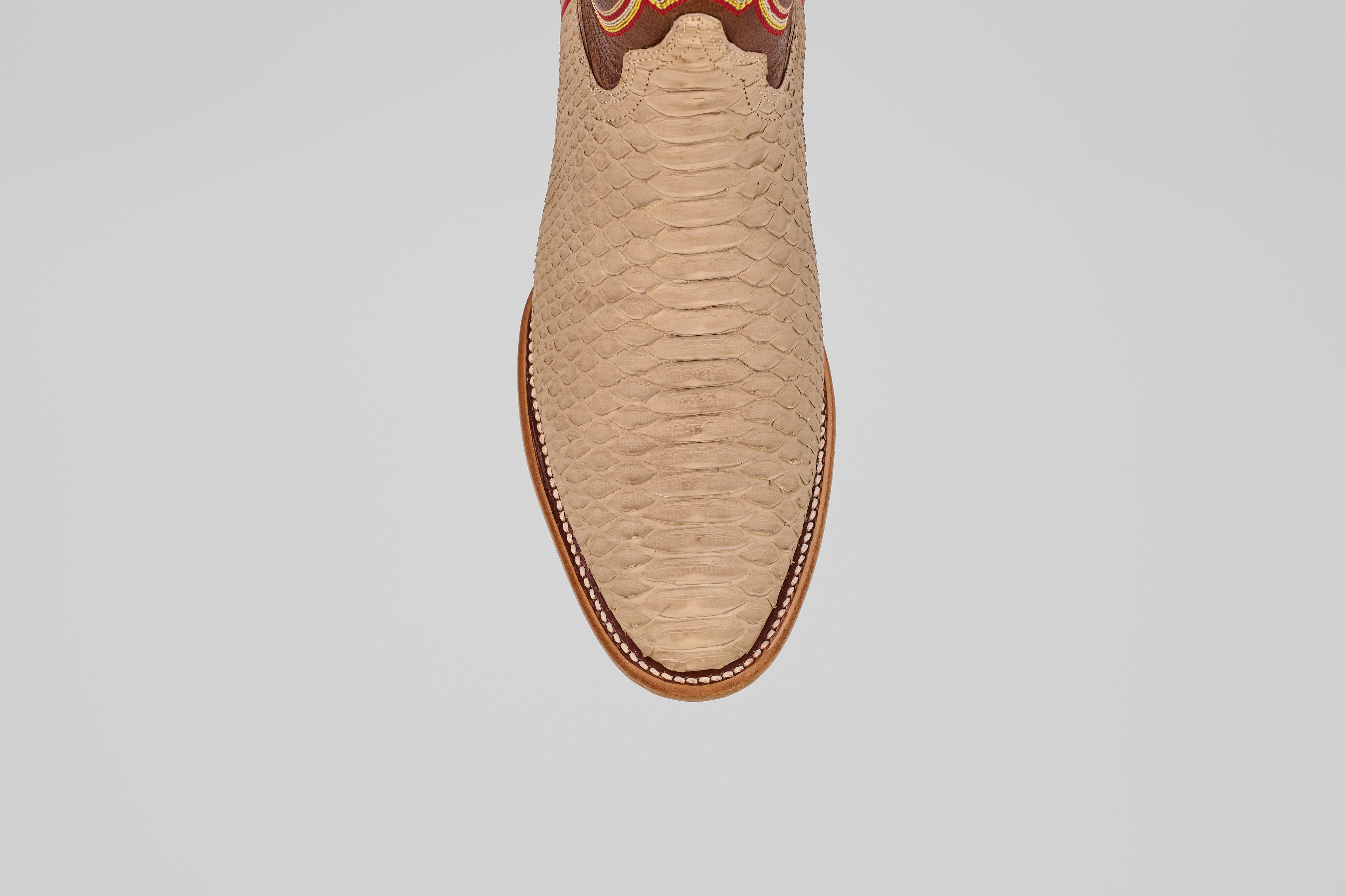 Braxton Python Boots - Cappuccino - Roper Toe