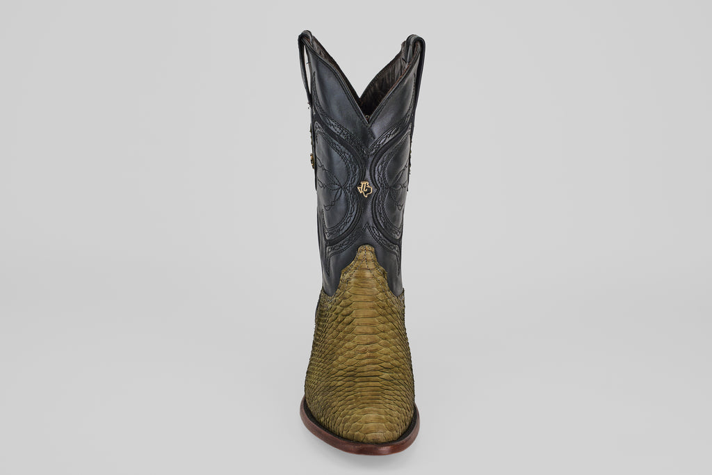 Tanner Python Boots - Jungle - Roper Toe (PN240)