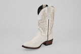 Exotic Caiman Hornback - White - Round Toe